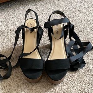 Black heels with ankle straps